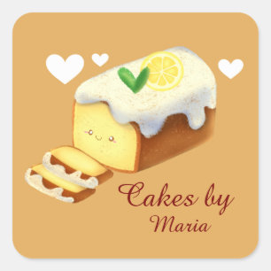 Lemon Loaf Cake Bread With Icing Square Sticker