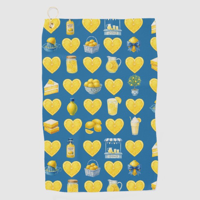 Lemon Love Pattern Golf Towel (Front)
