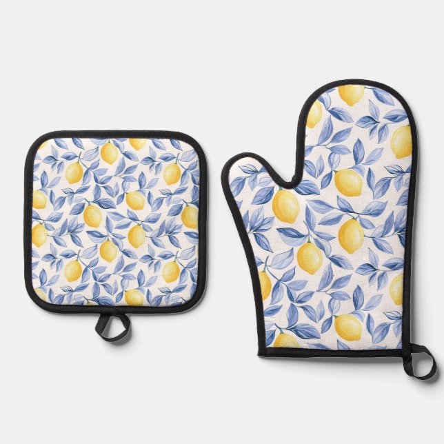 Lemon Lover Oven Mitt & Pot Holder Set (Front)