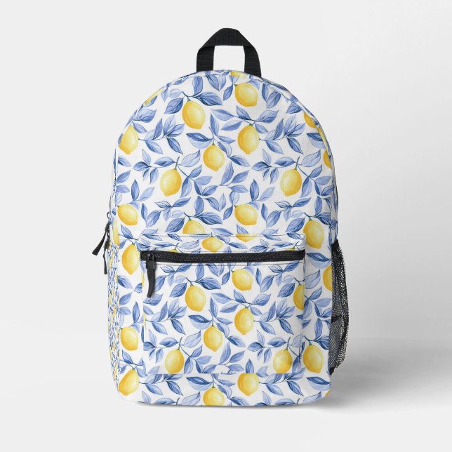 Lemon Lover Summer Citrus Vibes Printed Backpack (Front)