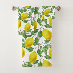 Lemon Lush White Bath Towel Set