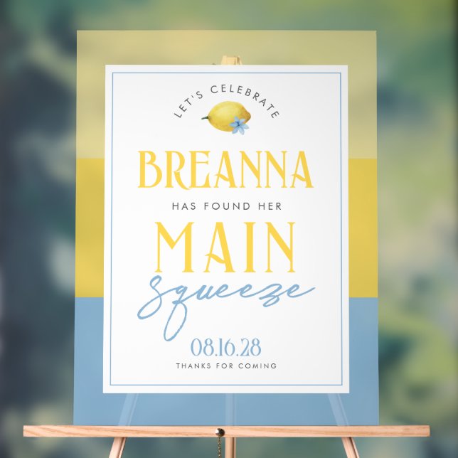 Lemon Main Squeeze 3 Shade Acrylic Welcome Sign (Neutral)