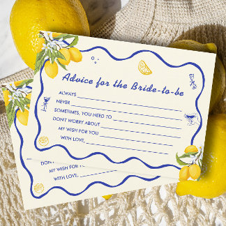 Lemon Main Squeeze Bridal Shower Advice Card