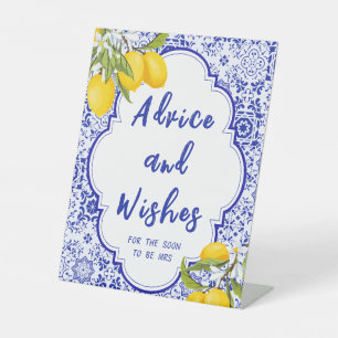 Lemon Main Squeeze Bridal Shower Advice & Wishes Pedestal Sign