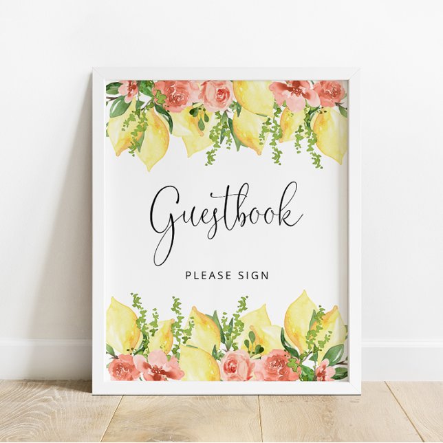 Lemon Main Squeeze Bridal Shower Guest Book Poster (Creator Uploaded)