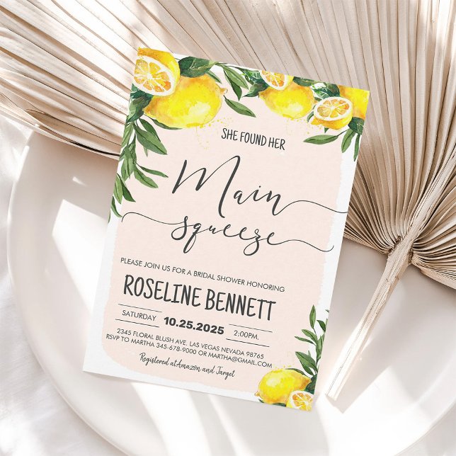Lemon Main Squeeze Bridal Shower Invitation (Creator Uploaded)