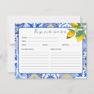 Lemon main squeeze Bridal Shower Recipe Card