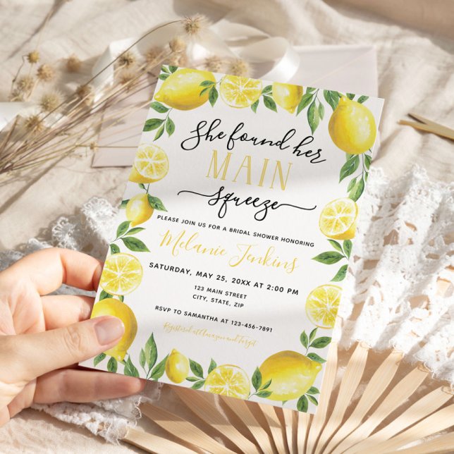 Lemon Main Squeeze Bridal Shower Wedding Budget In Invitation (Creator Uploaded)