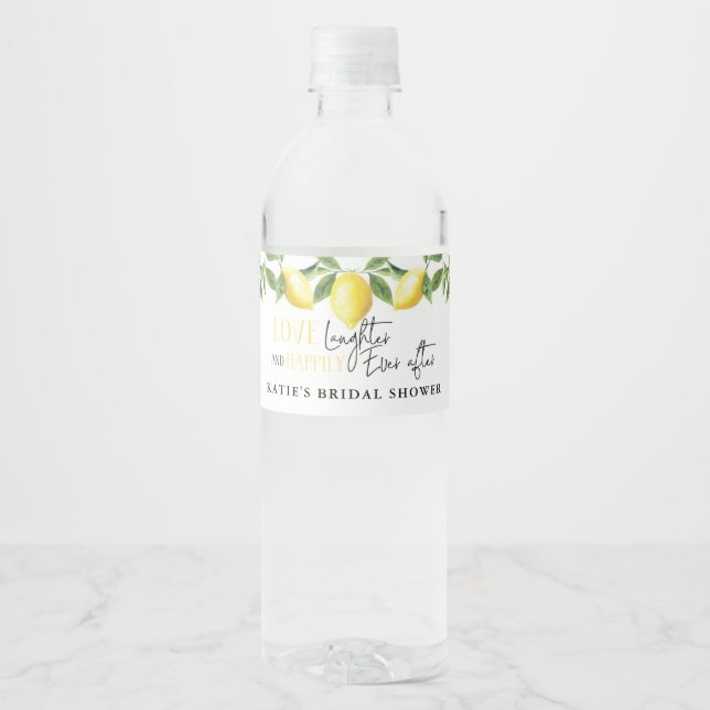 Lemon Main Squeeze Bridal Shower Wedding Favor Wat Water Bottle Label (Front)