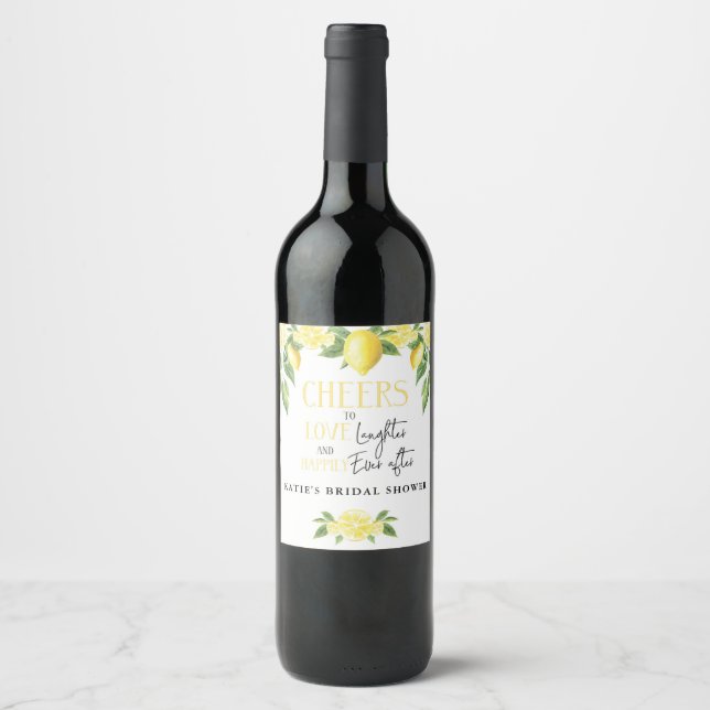 Lemon Main Squeeze Bridal Shower Wedding Favor Wine Label (Front)