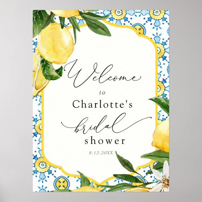Lemon Main Squeeze Bridal Shower Welcome Poster (Front)