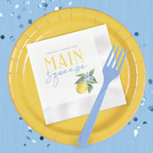 Lemon Main Squeeze Personalised Coined Cocktail Napkin
