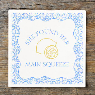 Lemon 'Main Squeeze' Trendy Fun Bachelorette Party Napkin