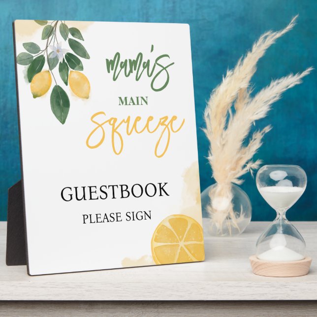 Lemon Mama's Squeeze Guestbook Baby Shower Plaque (Side)