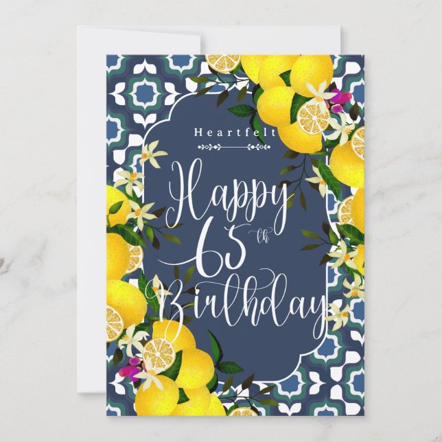Lemon Mediterranean 65th Birthday Navy Blue (Front)