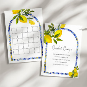 Lemon Mediterranean Bingo Bridal Shower Game Card