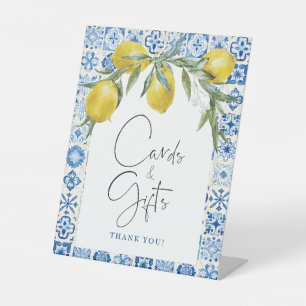 Lemon Mediterranean Blue Tile Cards Gifts Sign
