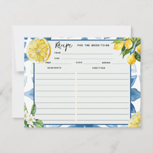 Lemon Mediterranean Blue Tile Recipe Cards