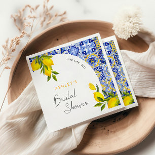 Lemon Mediterranean Boho Arch Bridal Shower Napkin