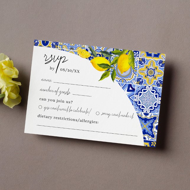 Lemon Mediterranean Boho Arch RSVP Enclosure Card (Creator Uploaded)