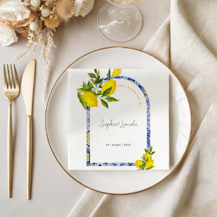 Lemon Mediterranean Boho Arch Wedding Napkin