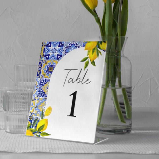 Lemon Mediterranean Boho Arch Wedding Table Number (Creator Uploaded)