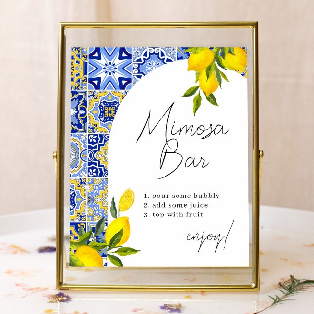 Lemon Mediterranean Boho Bridal Shower Mimosa Bar Poster (Creator Uploaded)