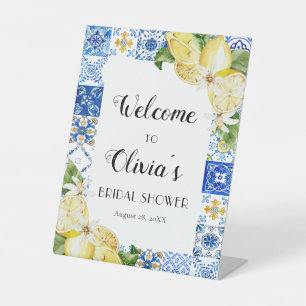 Lemon Mediterranean Bridal Shower Pedestal Sign