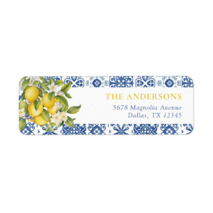 Lemon Mediterranean Bridal Shower Return Address