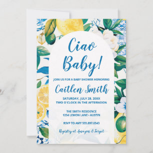 Lemon Mediterranean Ciao Baby Shower Invitation