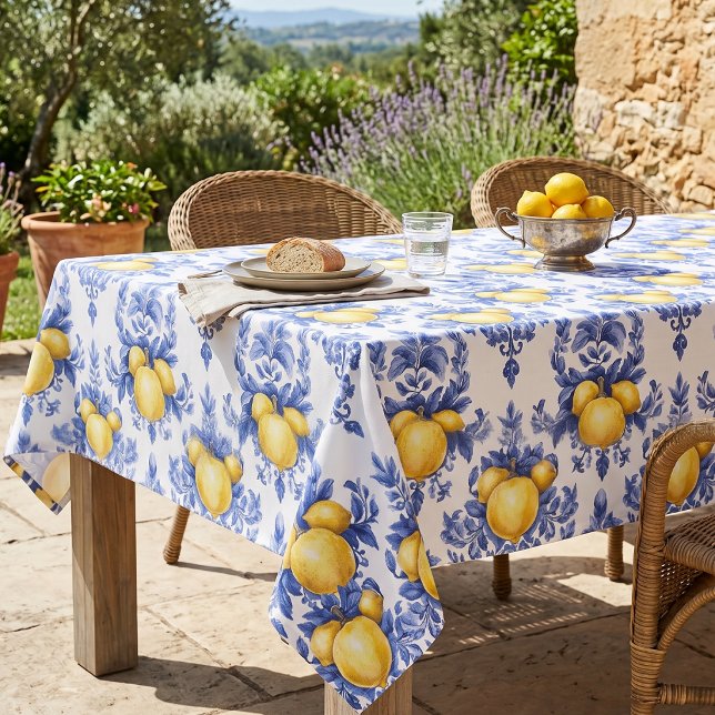 Lemon Mediterranean Citrus Pattern  Tablecloth (Creator Uploaded)
