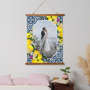 Lemon Mediterranean Couple Photo Hanging Tapestry