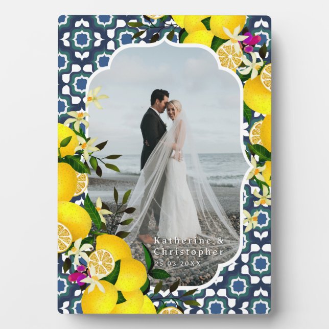 Lemon Mediterranean Couple Photo Plaque (Front)