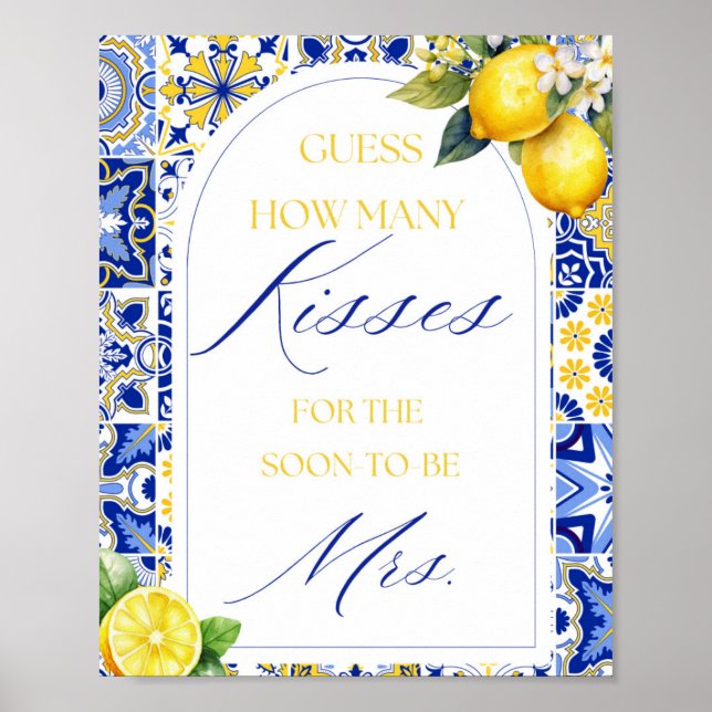 Lemon Mediterranean Guess How Many Kisses Game Poster (Front)