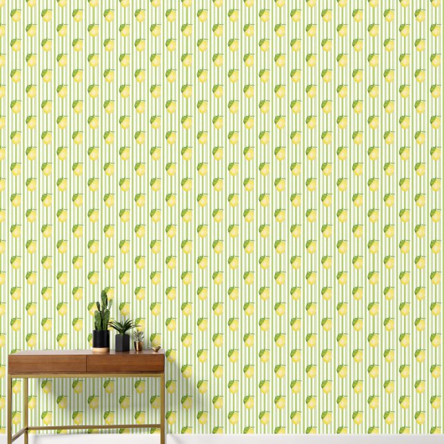 Lemon Mediterranean Inspired Stripes Wallpaper (Hallway)