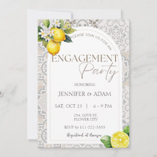 Lemon Mediterranean Italian Tiles Engagement Party Invitation