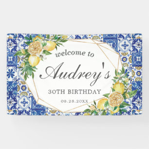 Lemon Mediterranean Mosaic Tiles Welcome Backdrop Banner