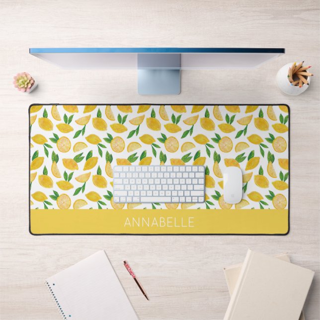 Lemon Mediterranean Personalised First Name Desk Mat (Office 1)