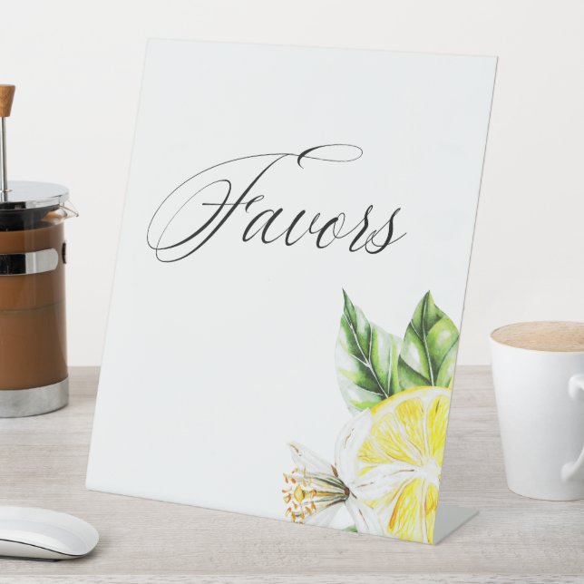 Lemon Mediterranean Shower favours Pedestal Sign (In SItu)