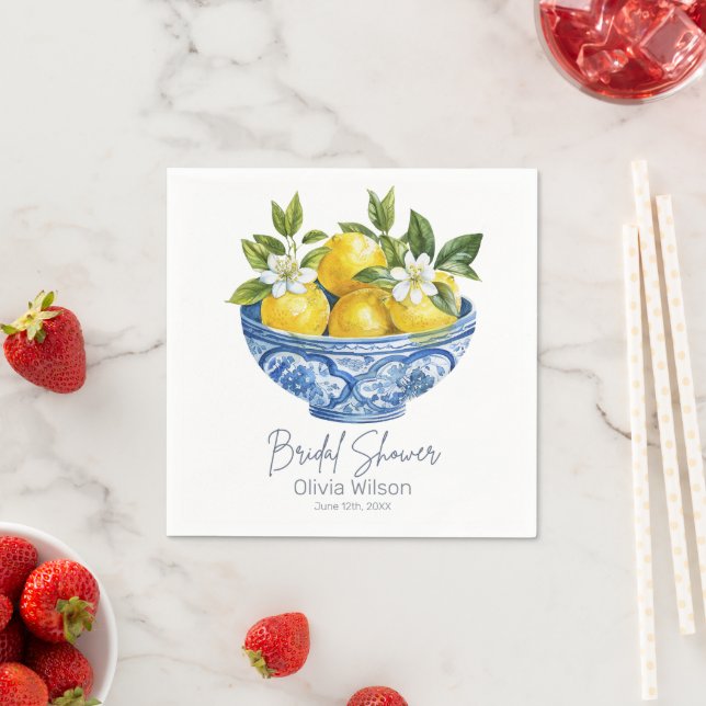 Lemon Mediterranean Summer Bridal Shower  Napkin (Insitu)