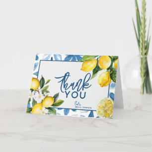 Lemon Mediterranean Tile Bridal Shower  Thank You Card