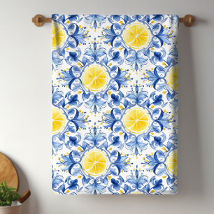 Lemon Mediterranean Tile  Tea Towel