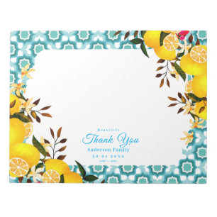Lemon Mediterranean Tiles Blue Notepad
