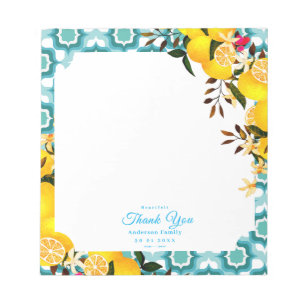 Lemon Mediterranean Tiles Blue Notepad