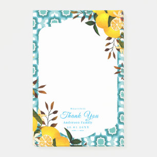 Lemon Mediterranean Tiles Blue Post-it Notes