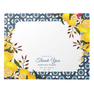 Lemon Mediterranean Tiles Navy Notepad
