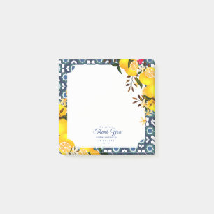Lemon Mediterranean Tiles Navy Post-it Notes