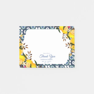 Lemon Mediterranean Tiles Navy Post-it Notes