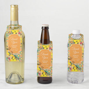 Lemon Mediterranean Tiles Orange Bottle Tag