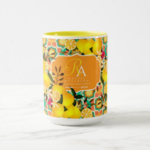 Lemon Mediterranean Tiles Orange Green Mug